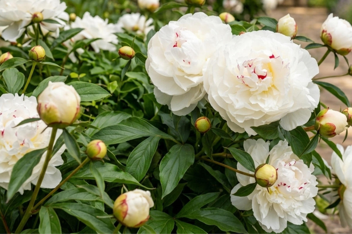 Festiva Maxima Double Peony Bare Root Plant – Live Perennial Flower Bulb, Fragrant, Hardy, Cut Flower, Paeonia lactiflora