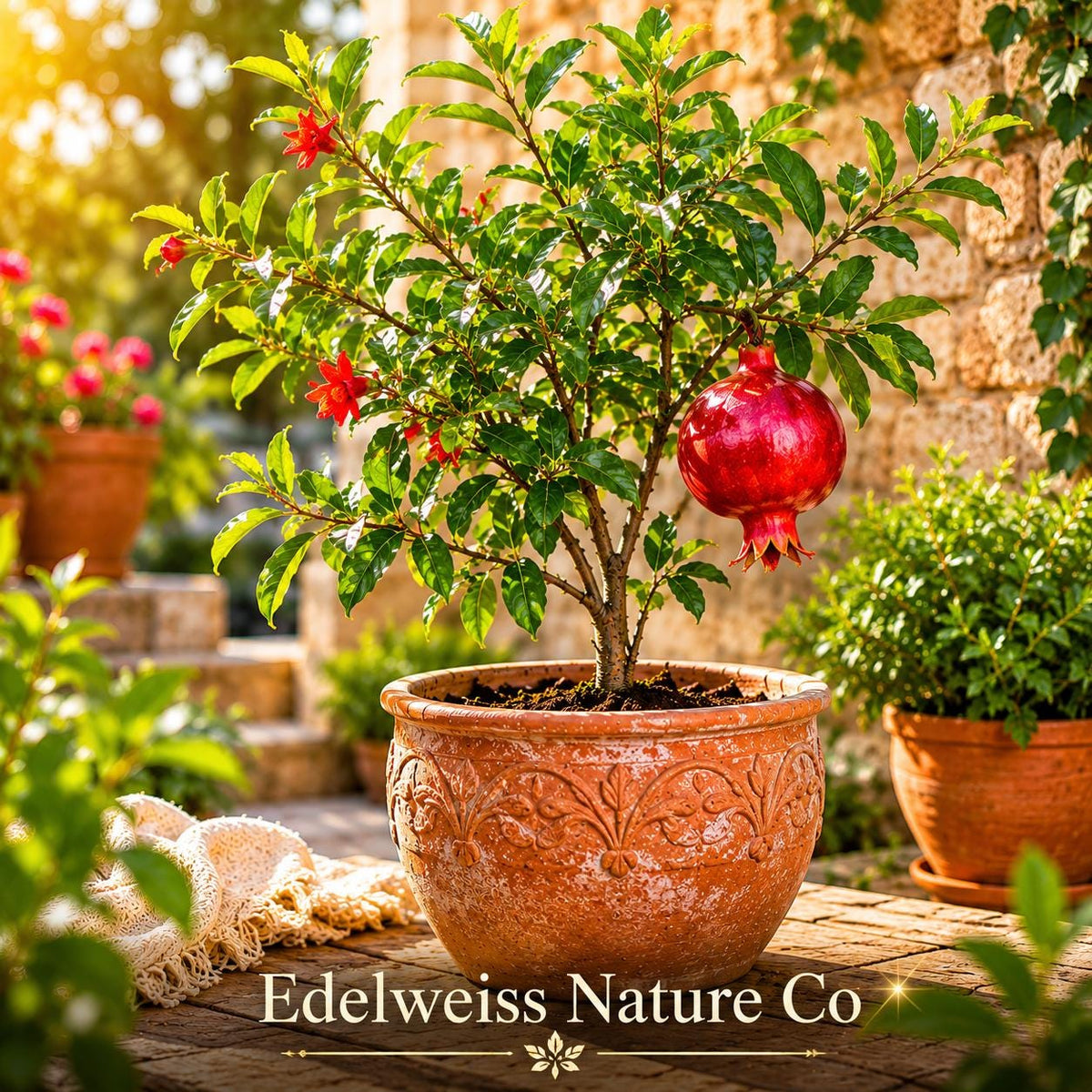 Parfianka Pomegranate Starter Plants (5 Pack) | Punica granatum Edible Fruit Tree | Ideal for Edible Landscaping & Containers