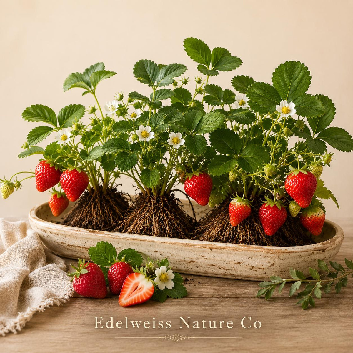 Chandler Strawberry Bare Root Plants - 20 Live Starter Plants - Fragaria × ananassa - Non-GMO Edible Garden Variety