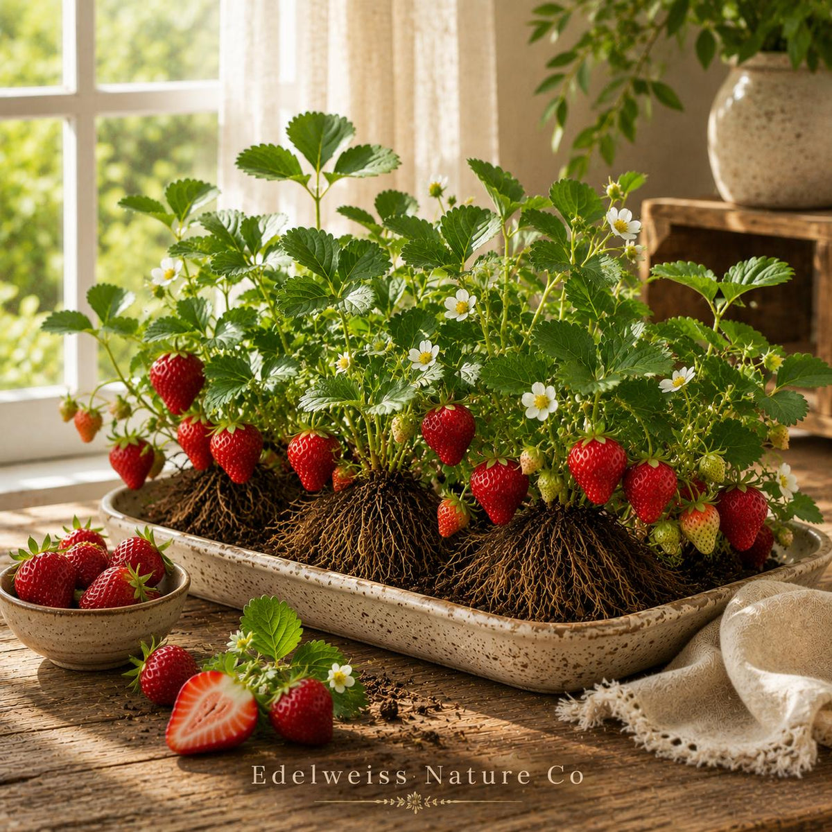 20 Bare Root Honeoye Strawberry Plants | Springbearing Edible Berry | Fragaria Γ ananassa | Perfect for Gardens & Containers