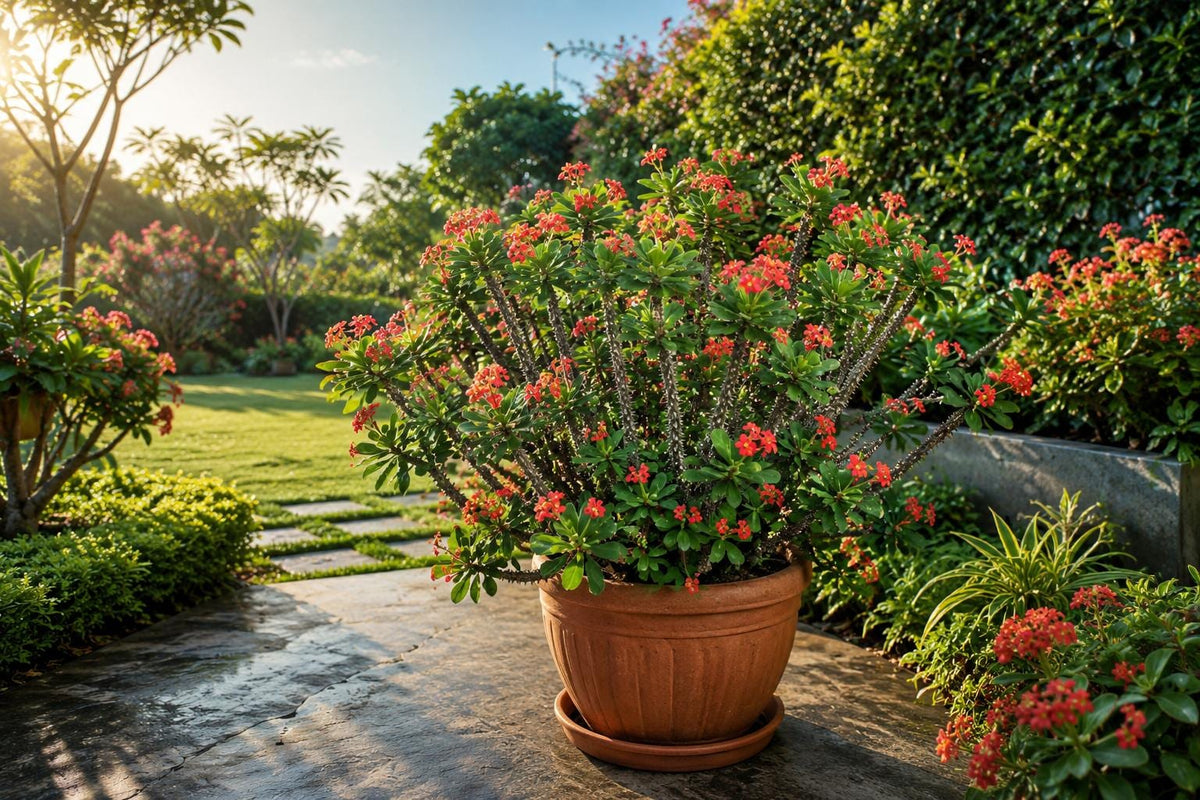Crown of Thorns Starter Plant - Golden Bell Variety - Euphorbia milii - Indoor/Outdoor Succulent - Drought Tolerant, Easy Care