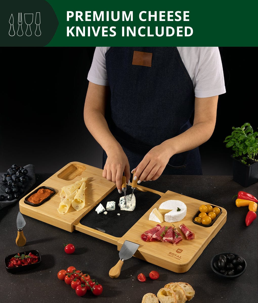 Cheese and Cracker Tray With Slate Plate by Royal Craft Wood