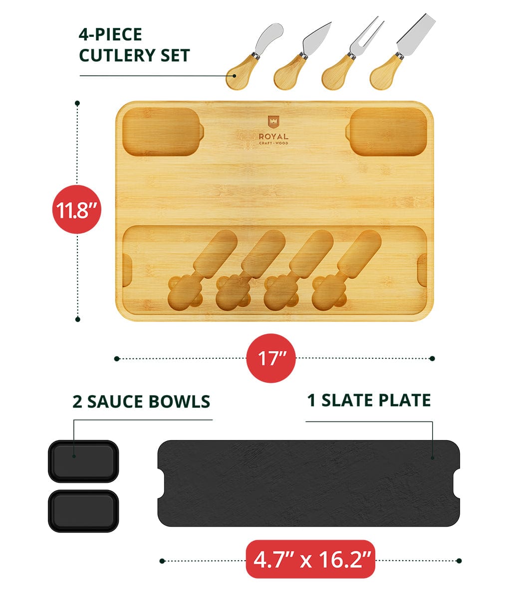 Cheese and Cracker Tray With Slate Plate by Royal Craft Wood