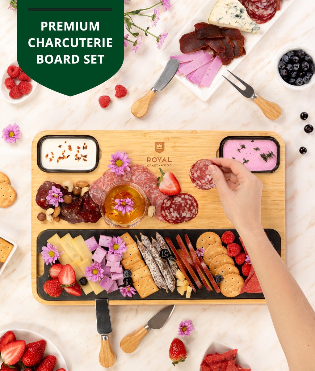 Cheese and Cracker Tray With Slate Plate by Royal Craft Wood