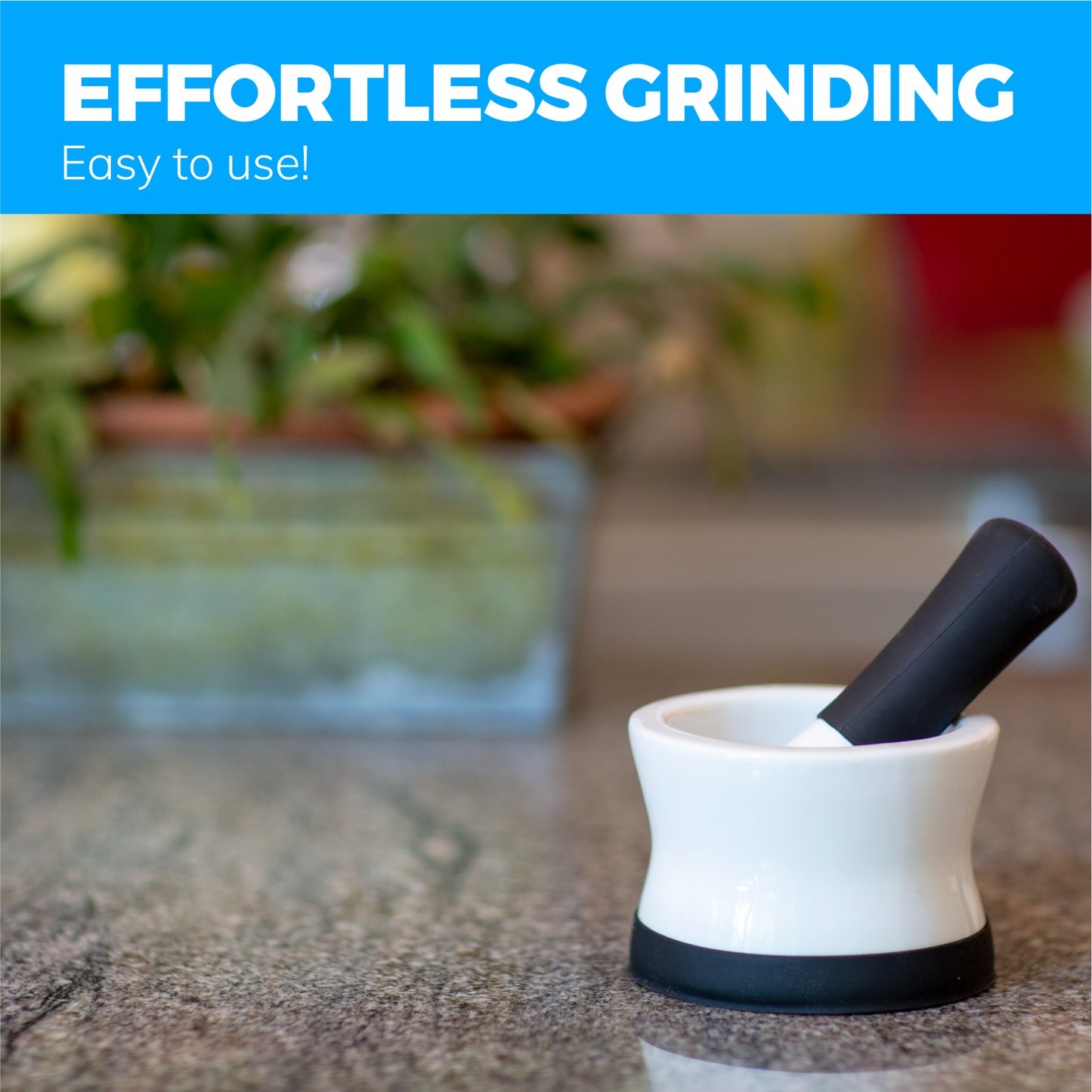 Mortar and Pestle Set - Small EZ-Grip Silicone & Porcelain Mortar With Non-Slip Scratch Proof Silicone Base - herb or spice grinder, pill crusher grinder or molcajete - NEW DESIGN - Dishwasher Safe by Cooler Kitchen