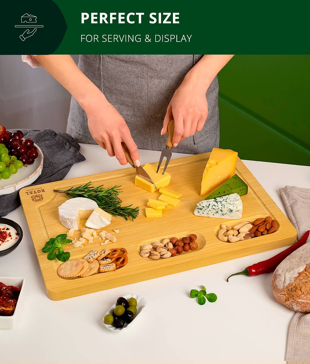 Cutting Board with Compartments 18 x 12" by Royal Craft Wood