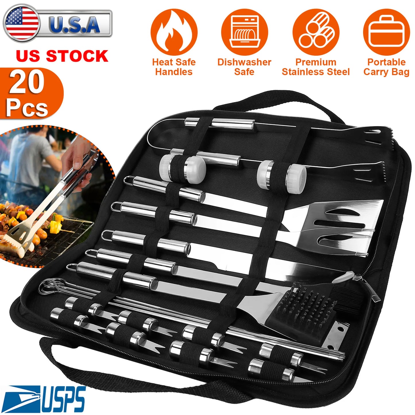 Stainless Steel BBQ Grill Tool Kit
