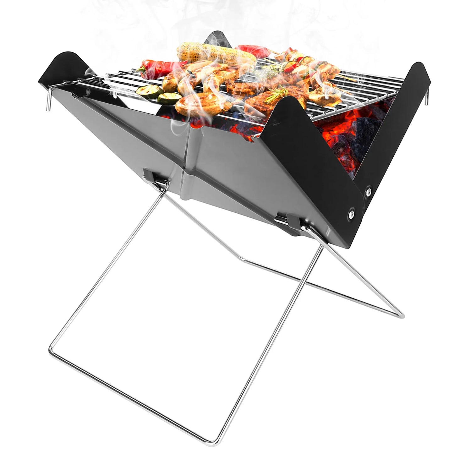 Foldable BBQ Grill Charcoal Barbecue Portable X Grill Tabletop