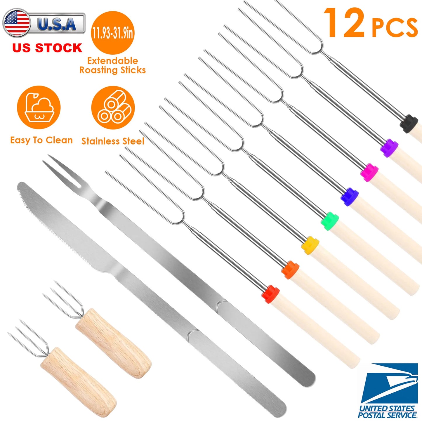 Stainless Steel Roasting Sticks Set