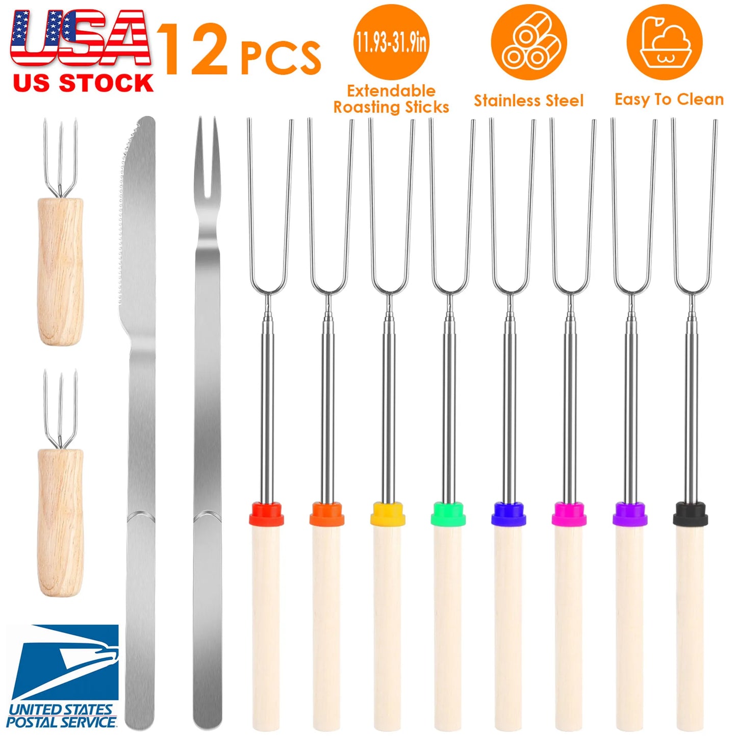 Stainless Steel Roasting Sticks Set