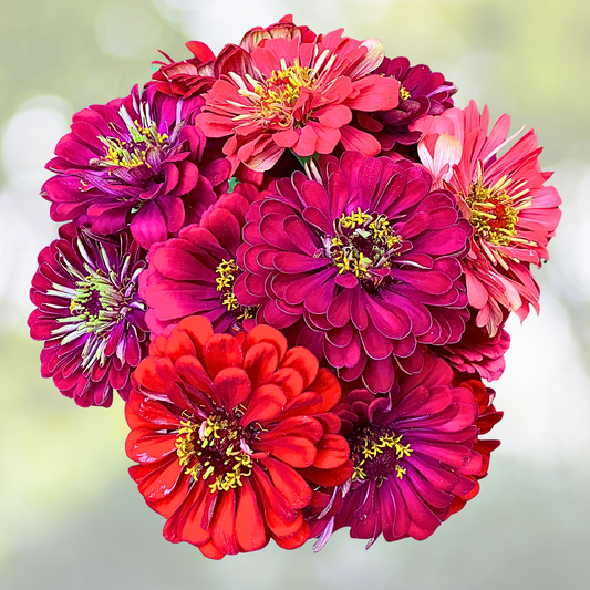 Zinnia Seeds Berry Tart Mix - 200+ Fiery Vibrant Blooms for Hummingbirds and Butterflies - Zinnia elegans