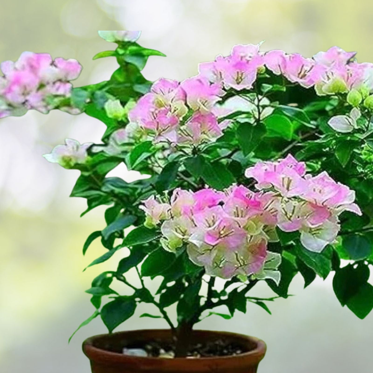 Bougainvillea Plant 4 Inch Pot White Pink Flowers (Bougainvillea spp.) 5 to 10 Inch Tall