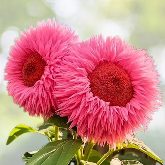50pcs Rare Pink Giant Teddy Bear Sunflower Seeds - Unique Fluffy Blooms - Helianthus annuus