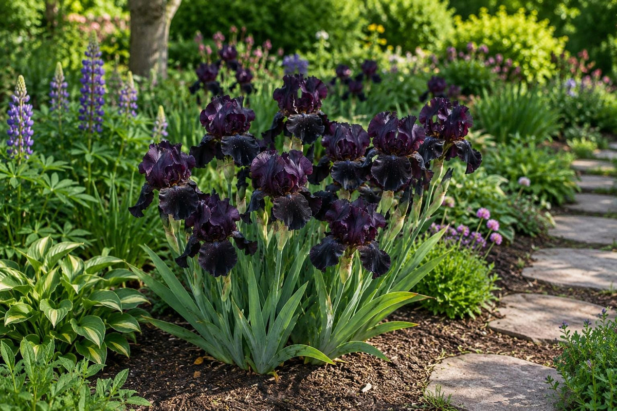 Black Dragon Iris Seeds - 50 Premium Iris germanica for Home Gardening, Borders & Containers, Black & Purple Blooms