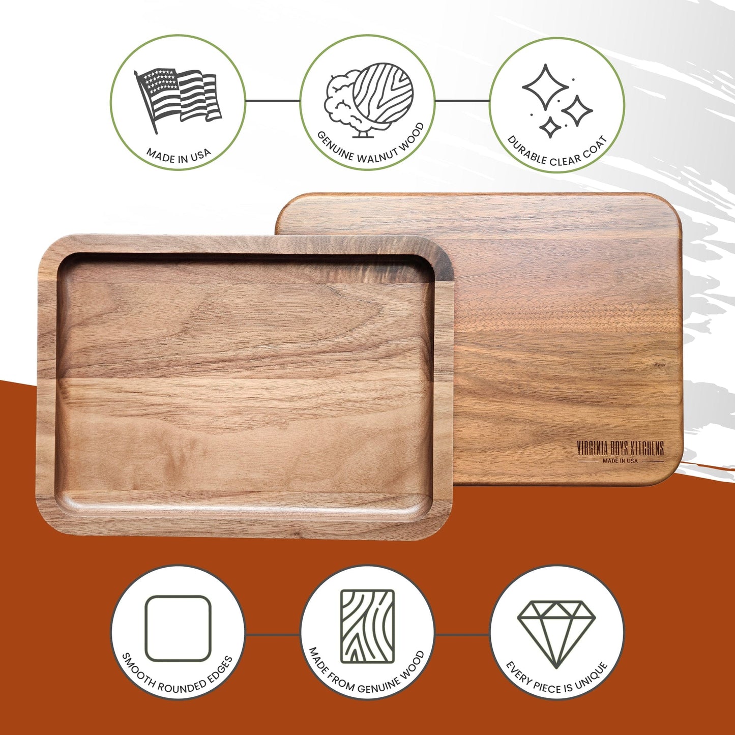 Valet Tray - Catch All Tray - Accessories Organizer - Walnut Wood by Virginia Boys Kitchens