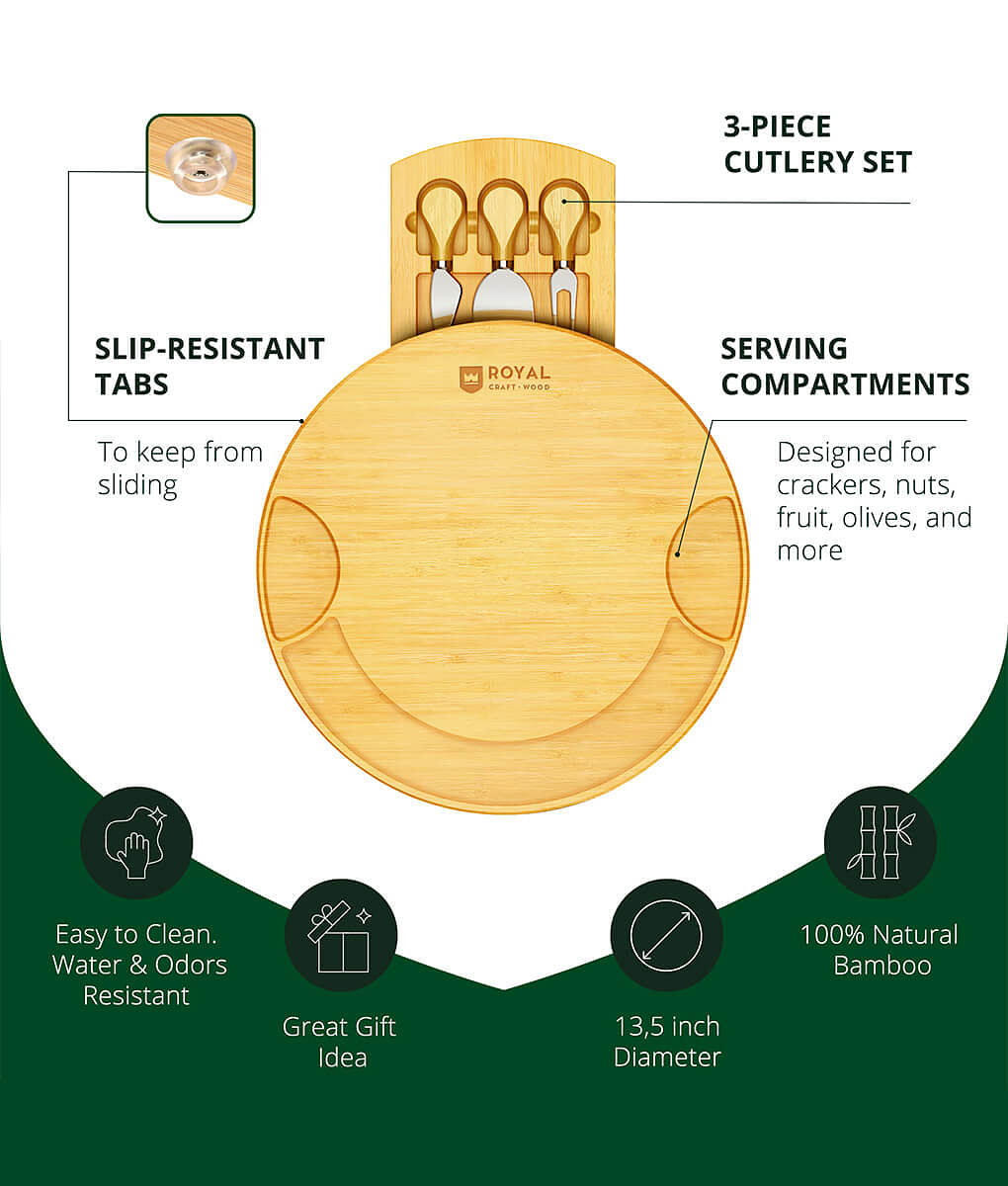 Round Cheese Board by Royal Craft Wood