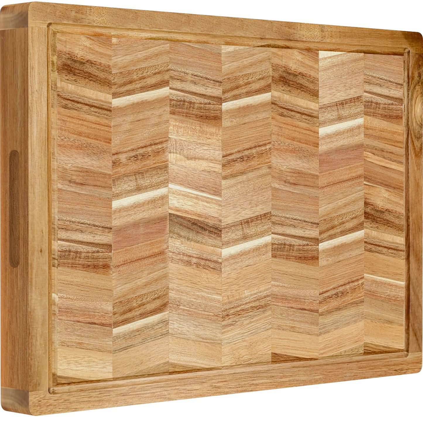 Extra Large Acacia Wood Cutting Board - Large Wooden Cutting Board for Kitchen w/Juice Grooves and Handles by Cooler Kitchen