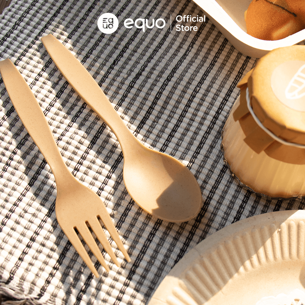 EQUO Sugarcane Utensils (Forks, Knives, Spoons) - Pack of 30 (10 each) by EQUO