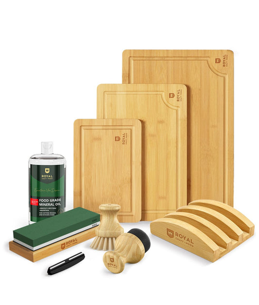 Kitchen Cooking & Care Bundle Set of 6 With Cutting Boards by Royal Craft Wood