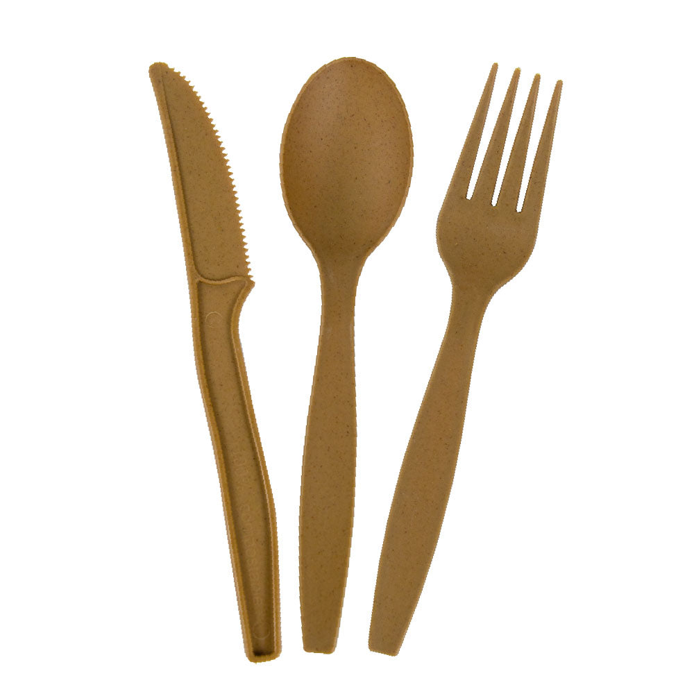 EQUO Sugarcane Utensils (Forks, Knives, Spoons) - Pack of 30 (10 each) by EQUO