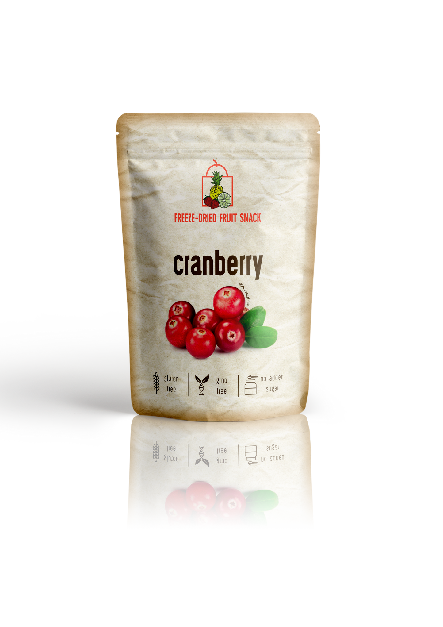 Freeze Dried Whole Cranberry Snack Pouch by The Rotten Fruit Box