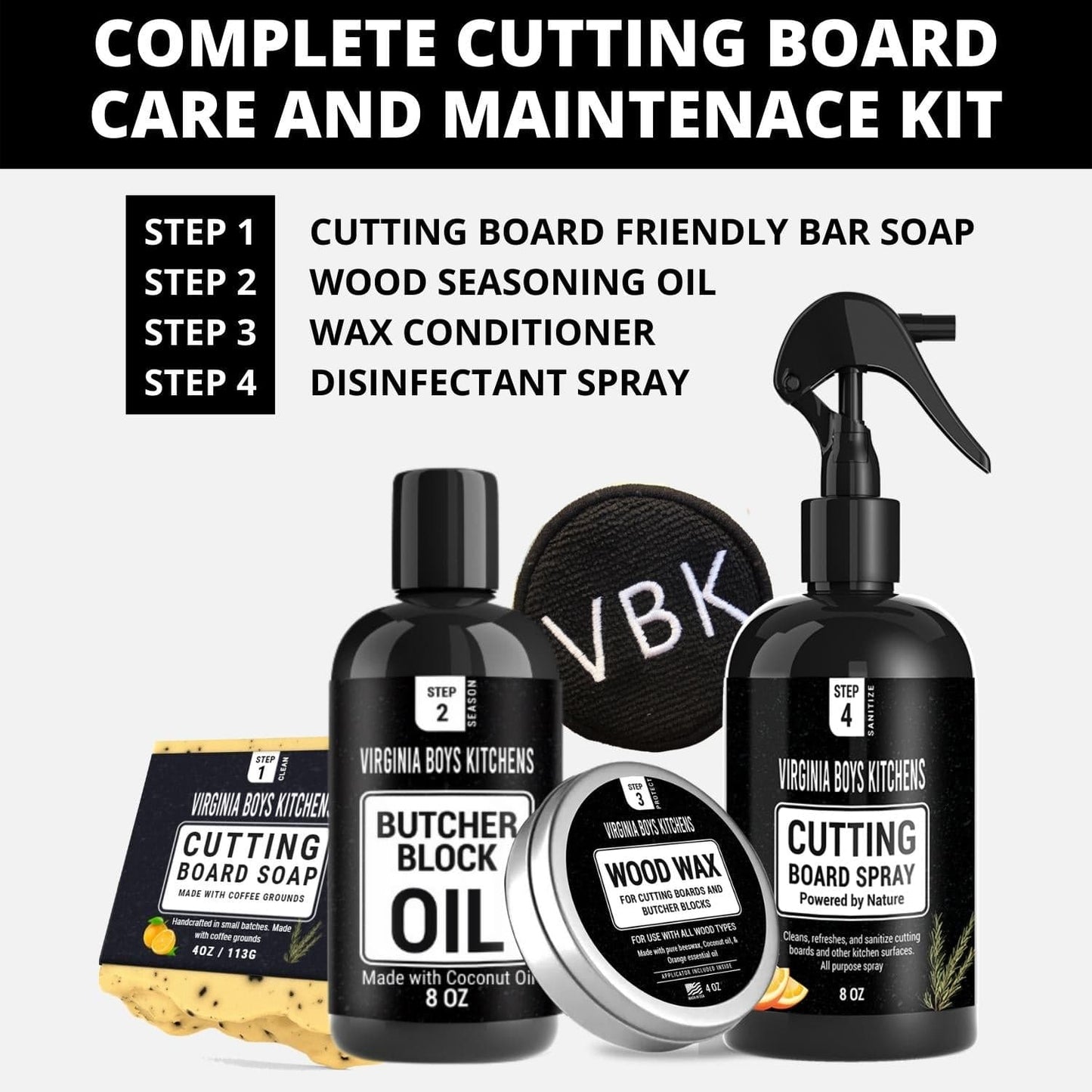 Complete Care Kit for Wood Cutting Boards by Virginia Boys Kitchens