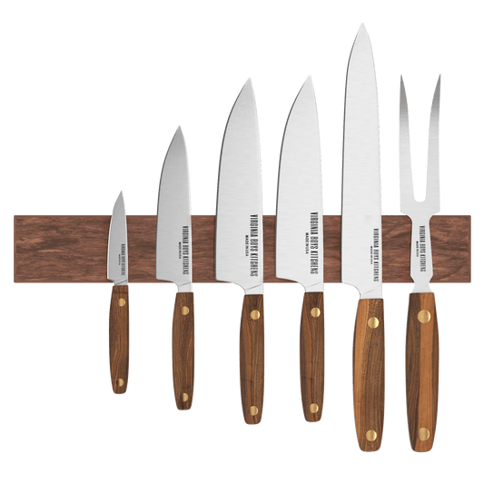 15" Wall Mounted Magnetic Walnut Knife Rack - Holds 7 Knives by Virginia Boys Kitchens