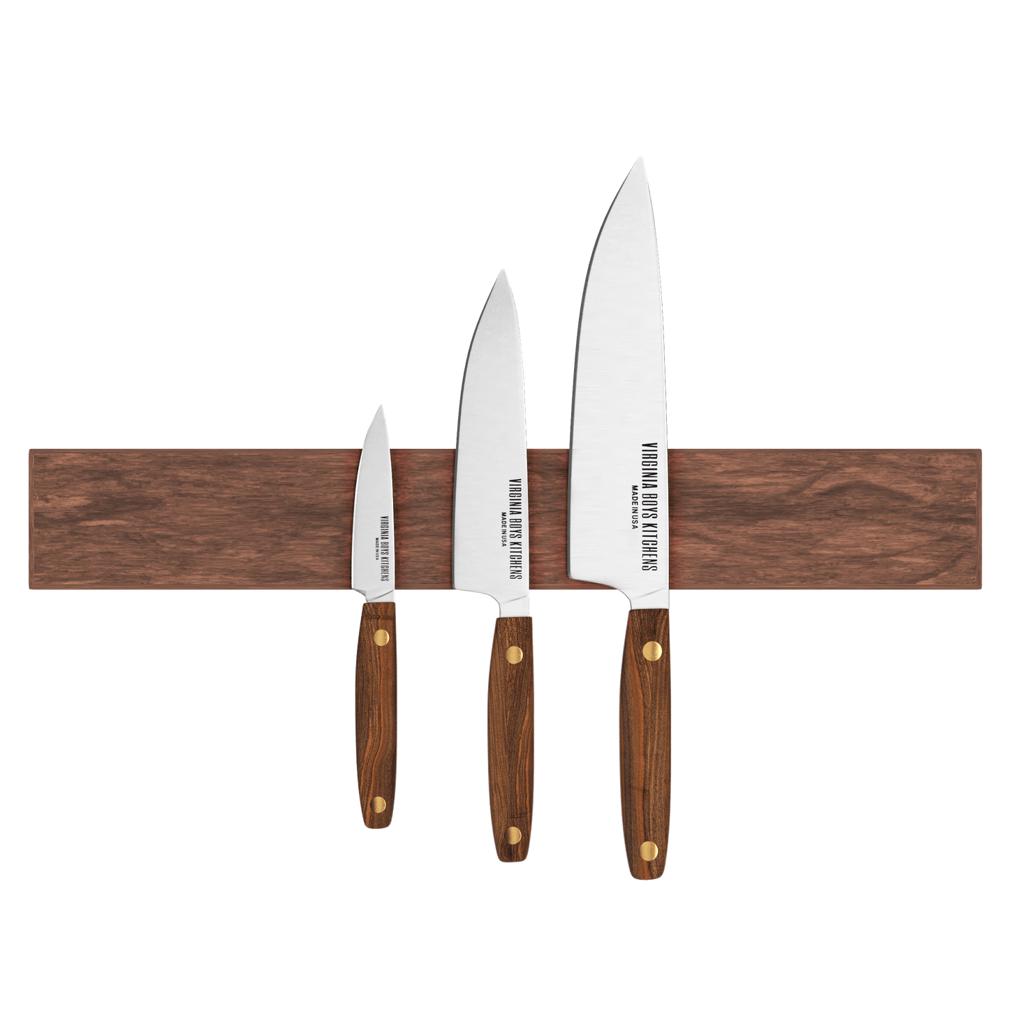 15" Wall Mounted Magnetic Walnut Knife Rack - Holds 7 Knives by Virginia Boys Kitchens