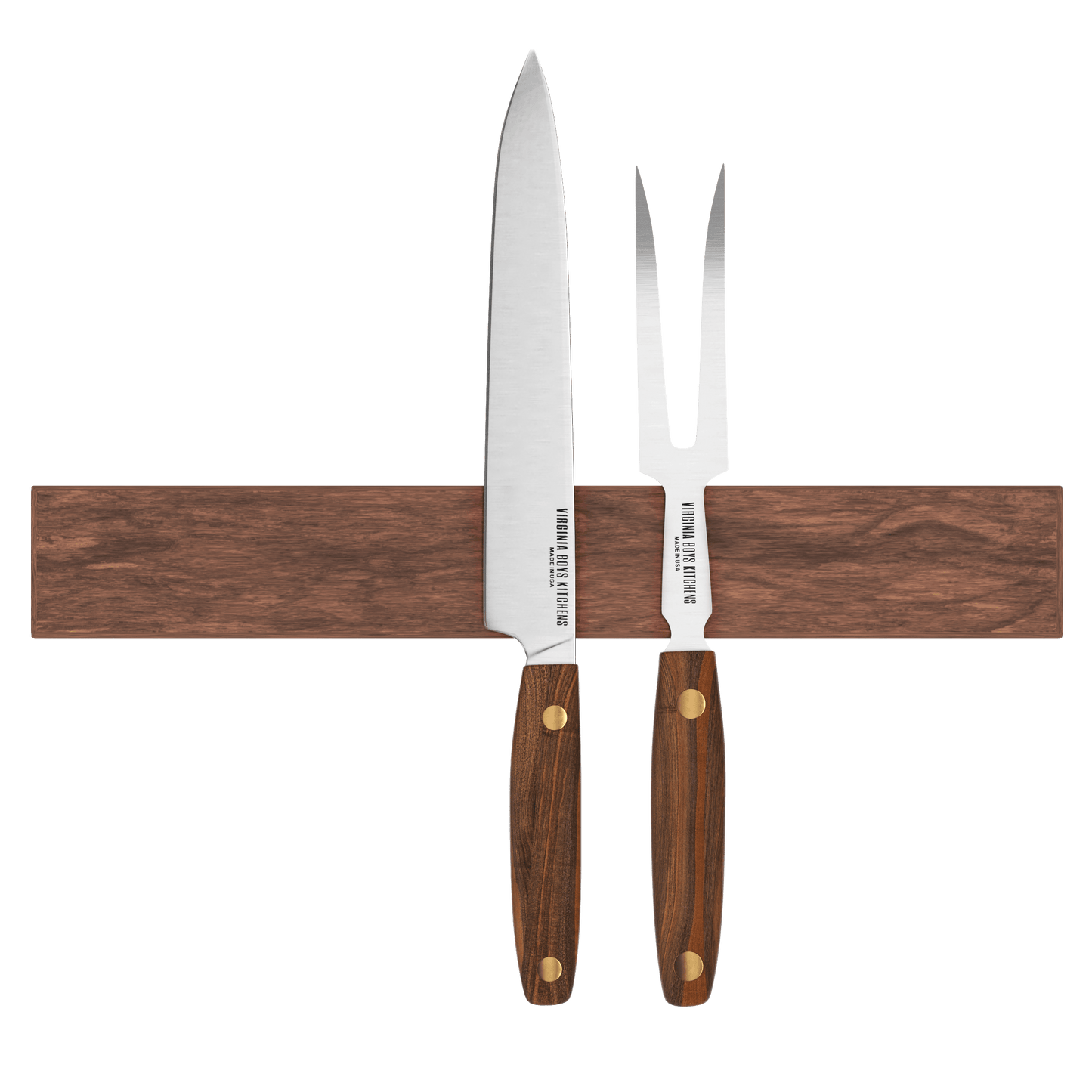 15" Wall Mounted Magnetic Walnut Knife Rack - Holds 7 Knives by Virginia Boys Kitchens