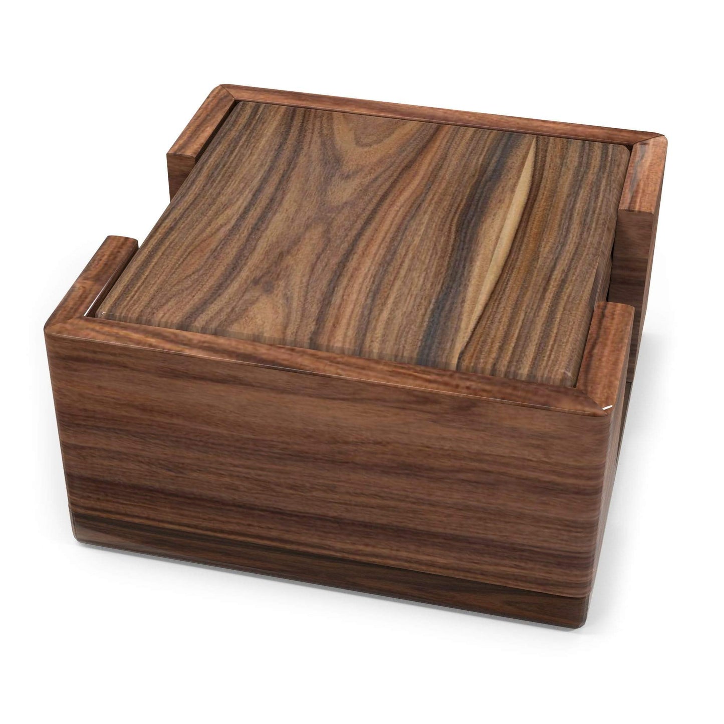 Walnut Coasters - Set of 4 With Holder and Cork Bottom by Virginia Boys Kitchens