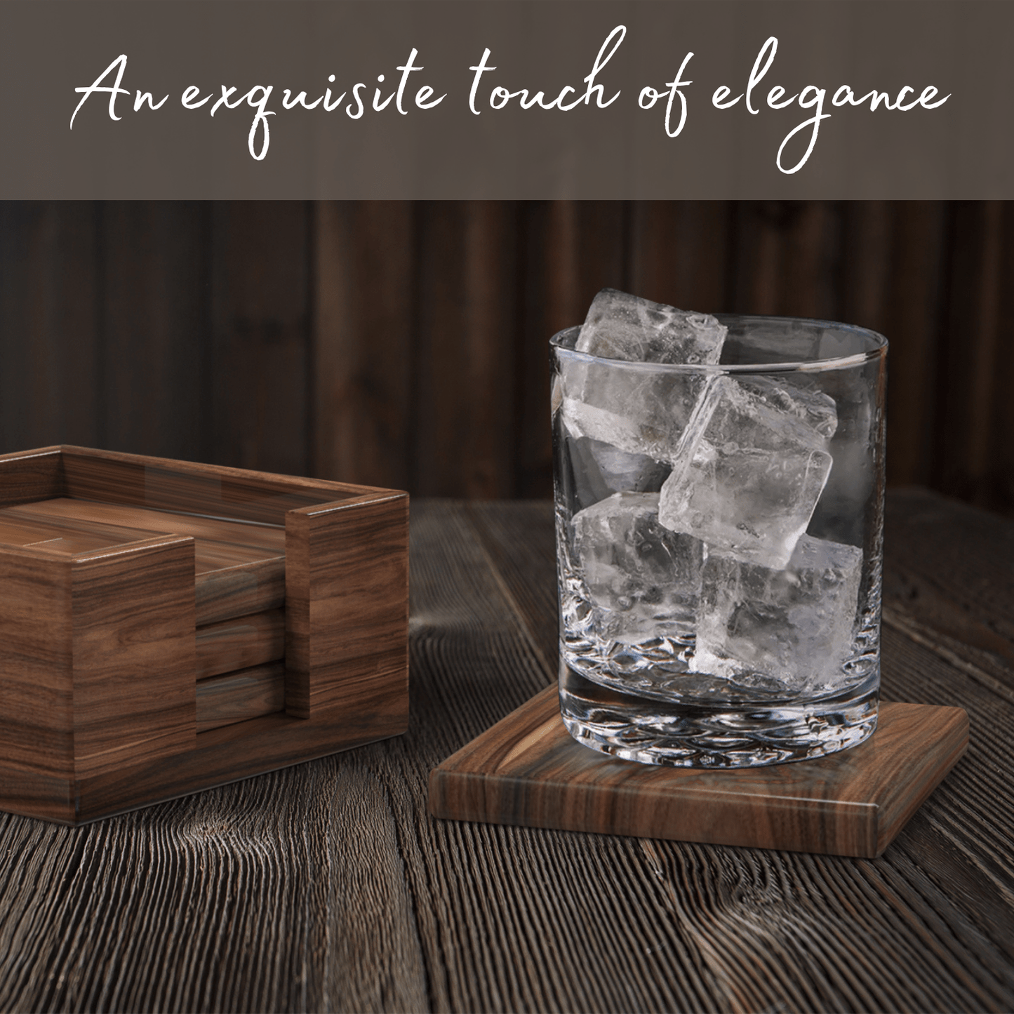 Walnut Coasters - Set of 4 With Holder and Cork Bottom by Virginia Boys Kitchens